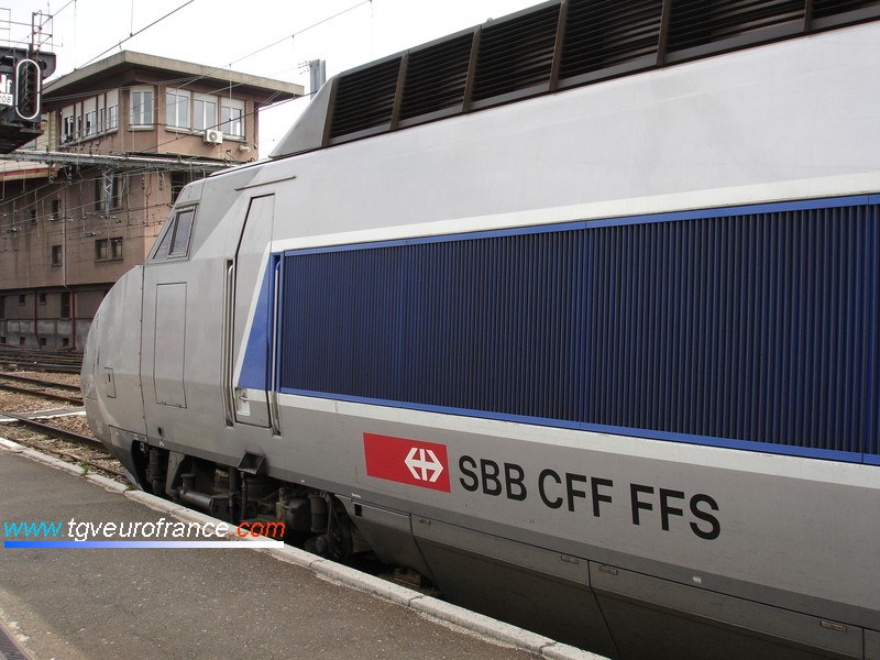 A TGV PSE train (trainset 114) belonging to the Swiss railways