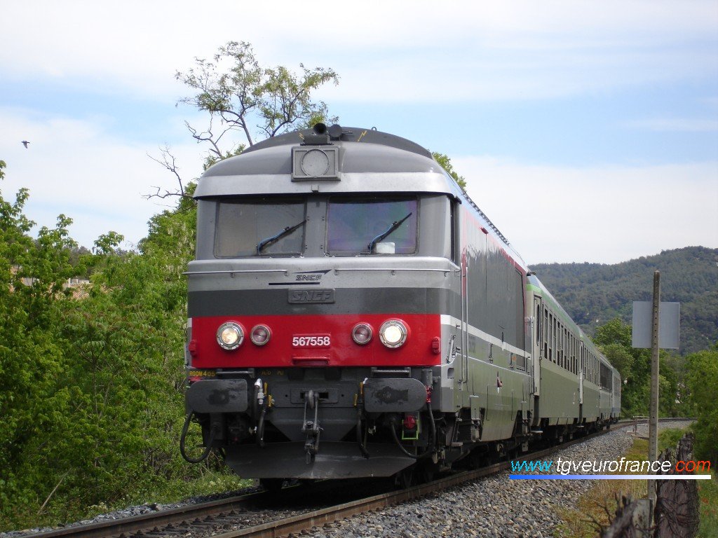 The BB 67558 locomotive from Marseille Blancarde with the Multiservice livery
